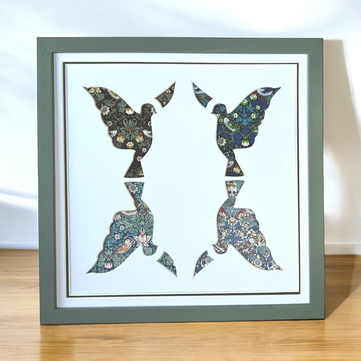 Beautiful Framed Mounted Butterfly Impression using Liberty Fabric