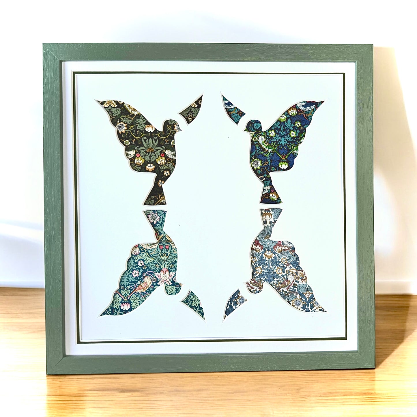 Beautiful Framed Mounted Butterfly Impression using Liberty Fabric