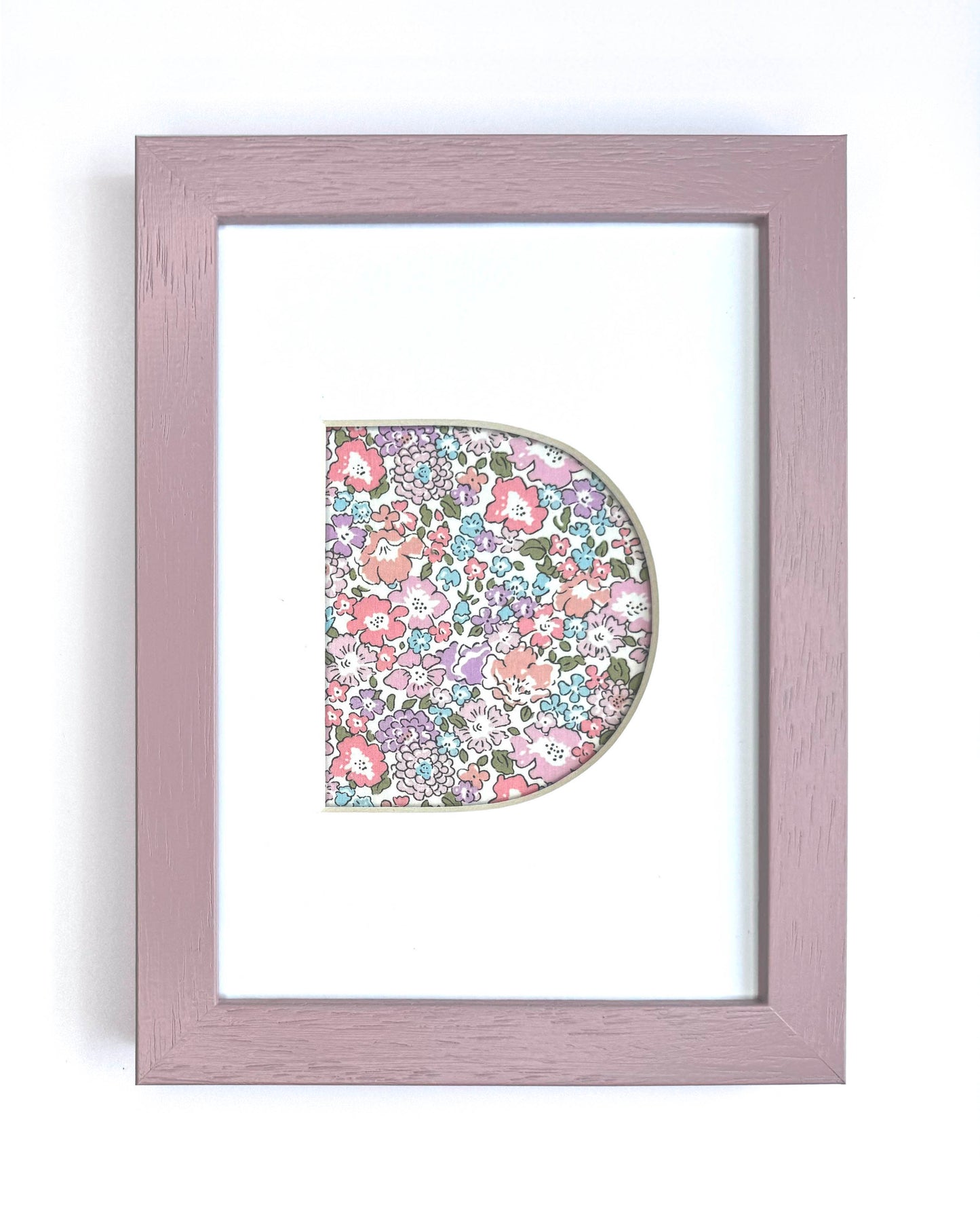 Personalised Pink Liberty Fabric Letter - Framed in a Beautiful Hand Painted Frame