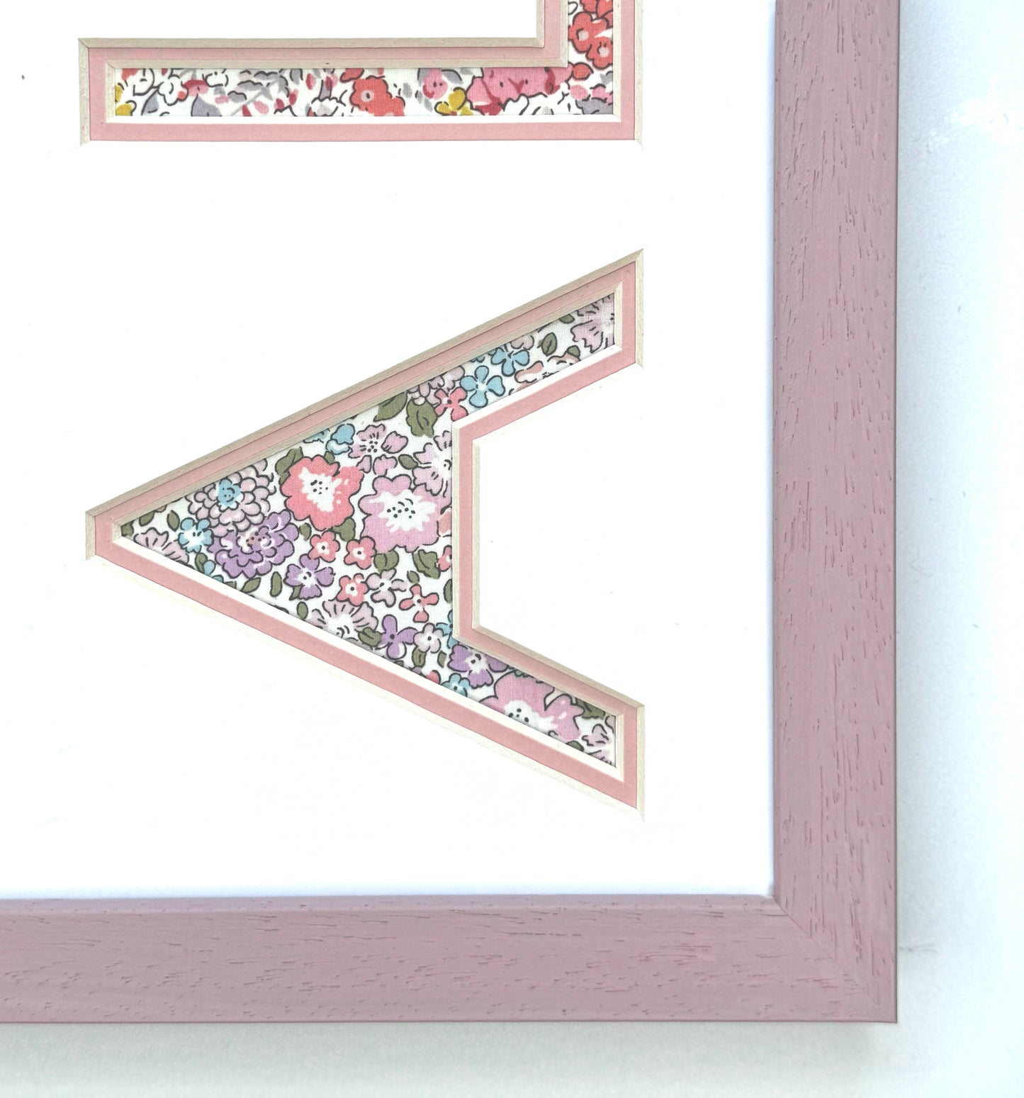 Personalised Name Frame with Pink Floral Liberty Fabric & Hand Painted Frame