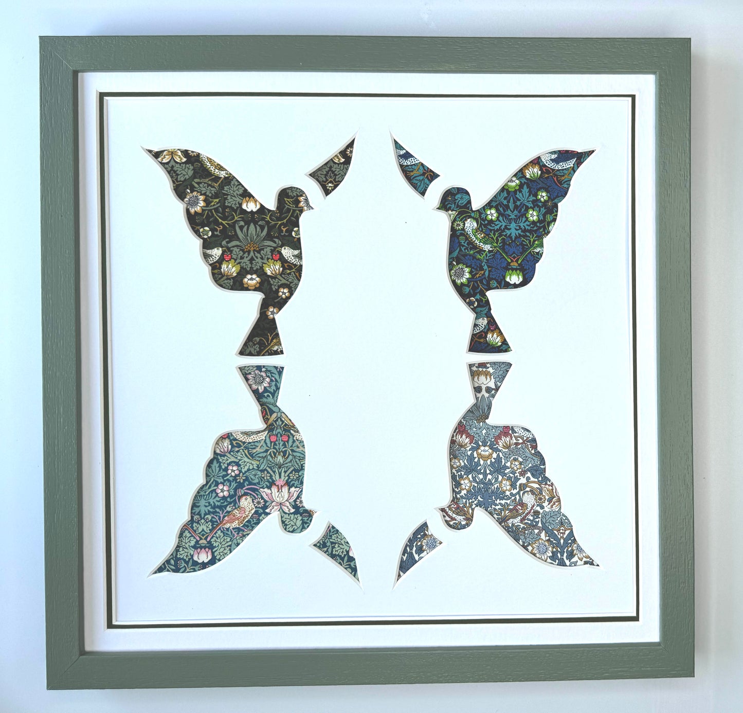 Beautiful Framed Mounted Butterfly Impression using Liberty Fabric